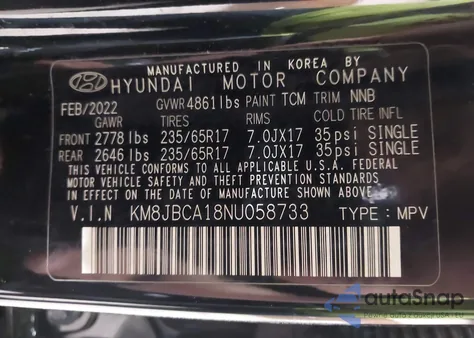 2022 Hyundai Tucson Hybrid Blue из США, поврежденный, VIN KM8JBCA18NU058733